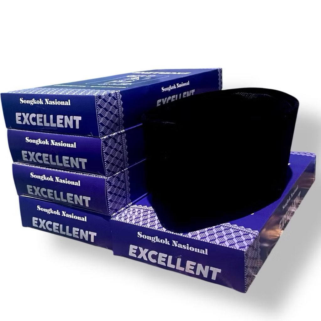 Songkok Peci Kopiah Polos Hitam AC Tinggi 9 cm - Anti Air, Ringan, Nyaman Dipakai