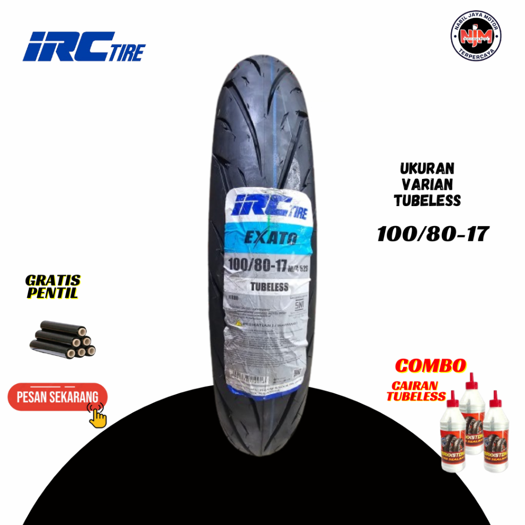 BAN MOTOR TUBELES IRC EXATO 90/80-17 & 100/80-17 ORIGINAL 100%