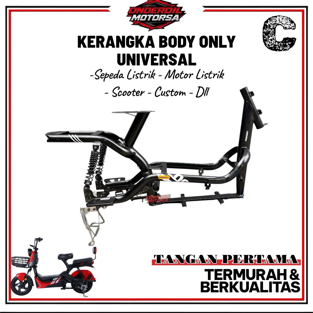 (KUAT & BARU) Frame Kerangka Body Rangka Bodi Sepeda Listrik Motor Listrik Custom Motor Kecil E bike