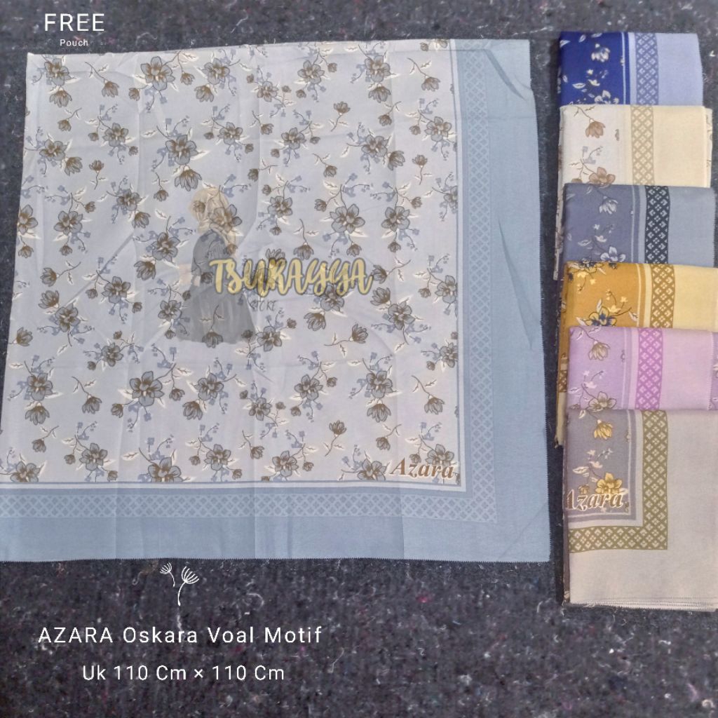 AZARA Oskara Motif Non Logo Pouch/Hijab Persegi Azara motif bahan voal (Grosir 10pcs)