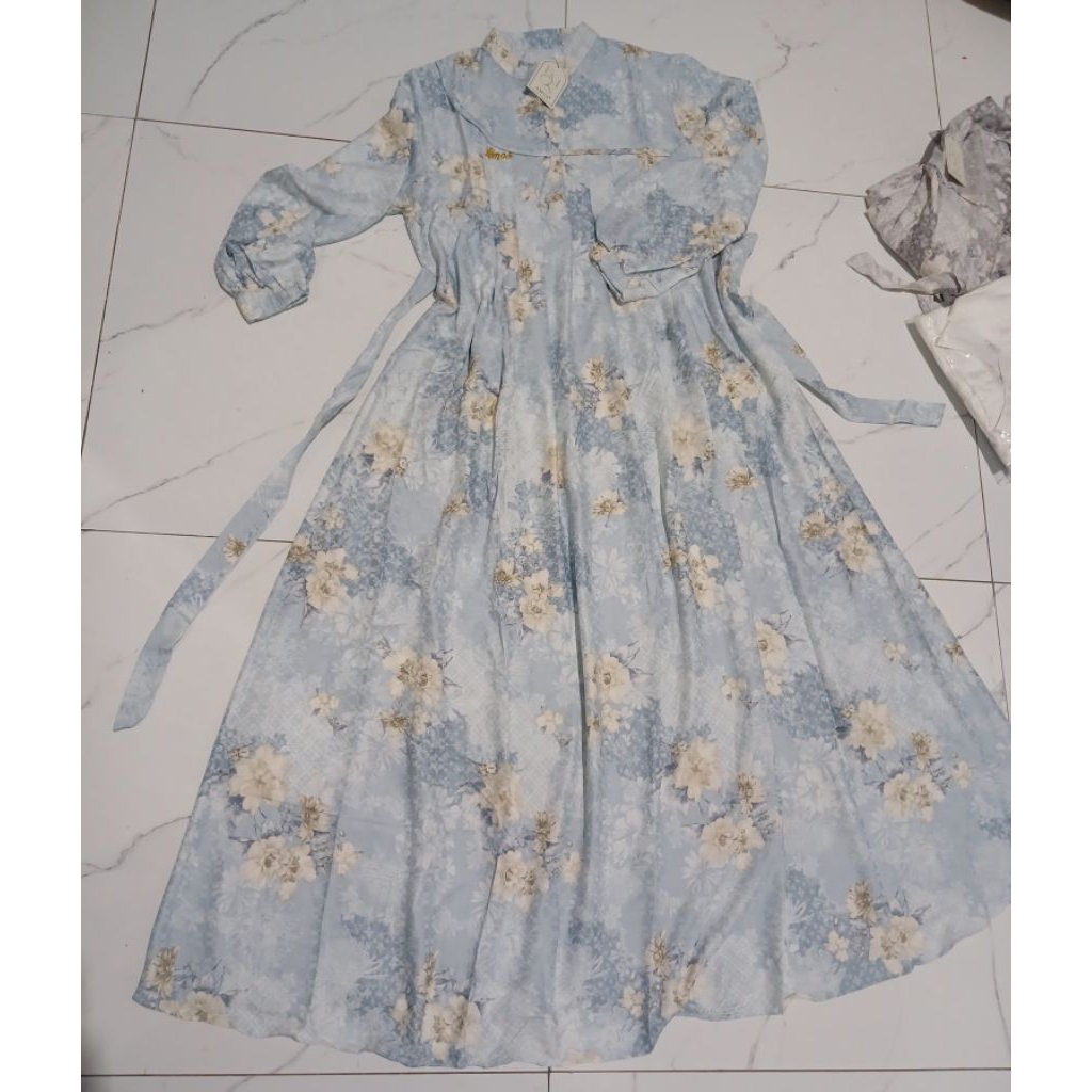 BARU gamis motif bunga dress pantai dress kondangan dress daily