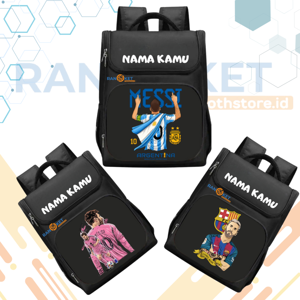 Tas Ransel Sekolah Anak TK/SD Lionel Messi I Tas Gendong Sekolah Anak SD/TK Argentina Inter Miami