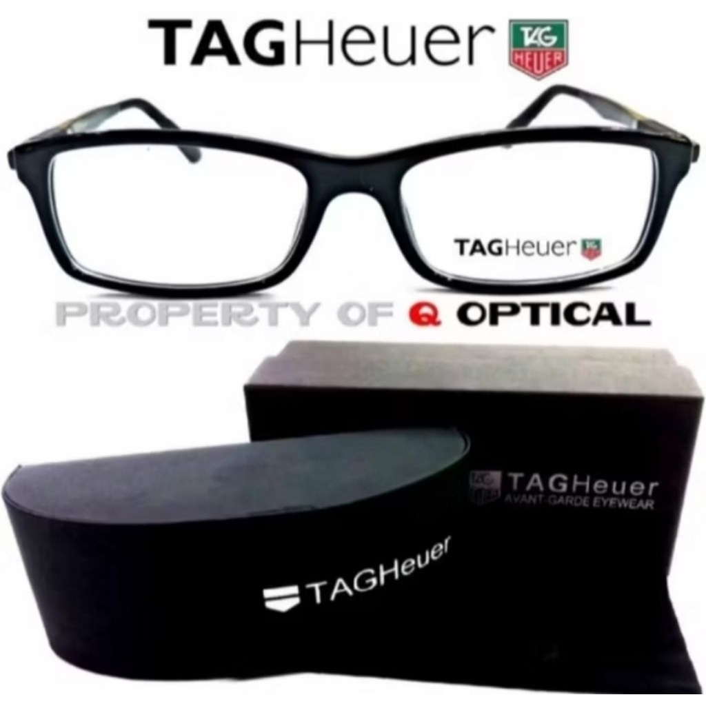 Kacamata Frame Pria Tag Heuer Col. 01 Black Glossy Model Elegan