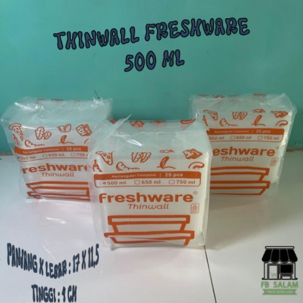 [PACK] Thinwall Rect/Kotak Freshware 500ml