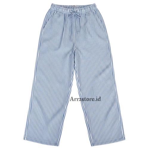 Celana Panjang Stripe Wanita Highwaist - Pinggang Karet, Saku Praktis, Pola Garis-garis