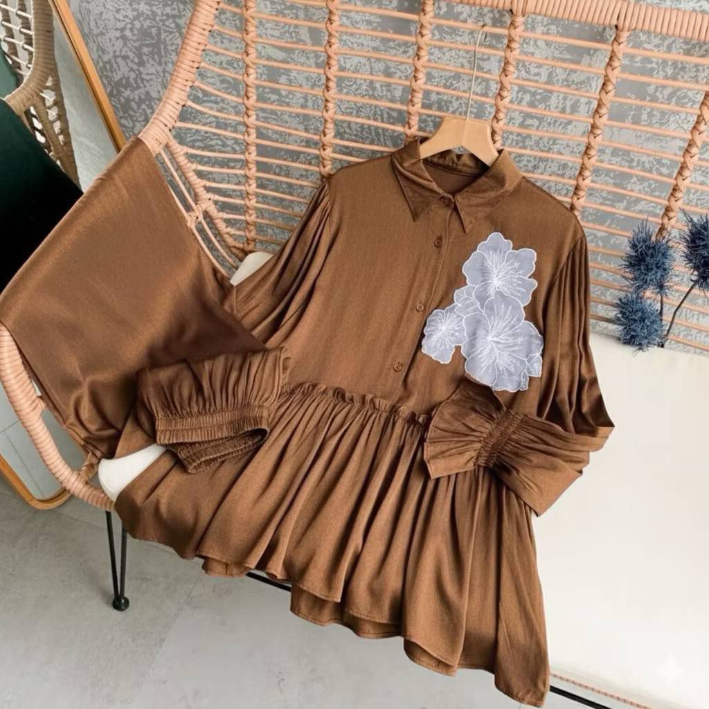 Organza Set Rayon Twill Celana Kulot / Setelan Celana Wanita Terbaru Premium