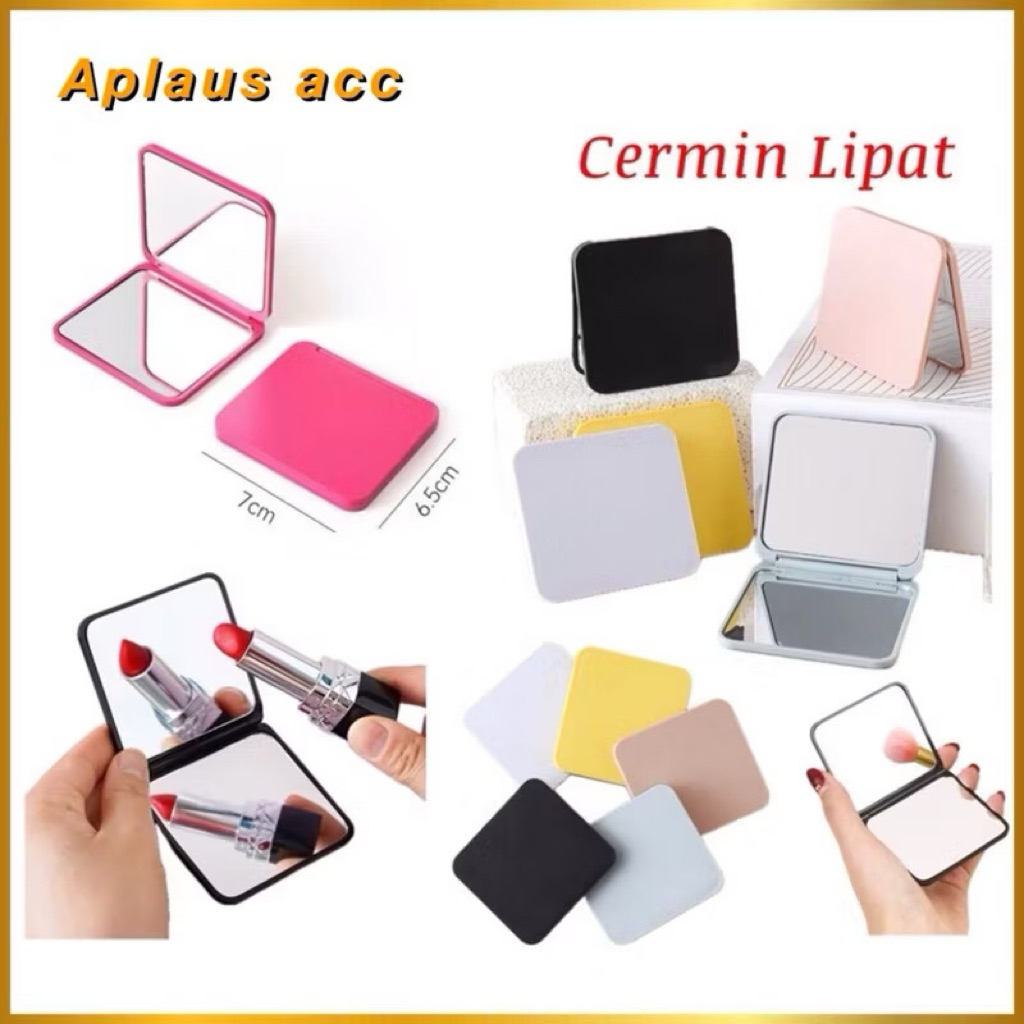 (GROSIRAN) Cermin Lipat Portable Travelling Kaca Cermin Lipat Make Up Persegi Serbaguna
