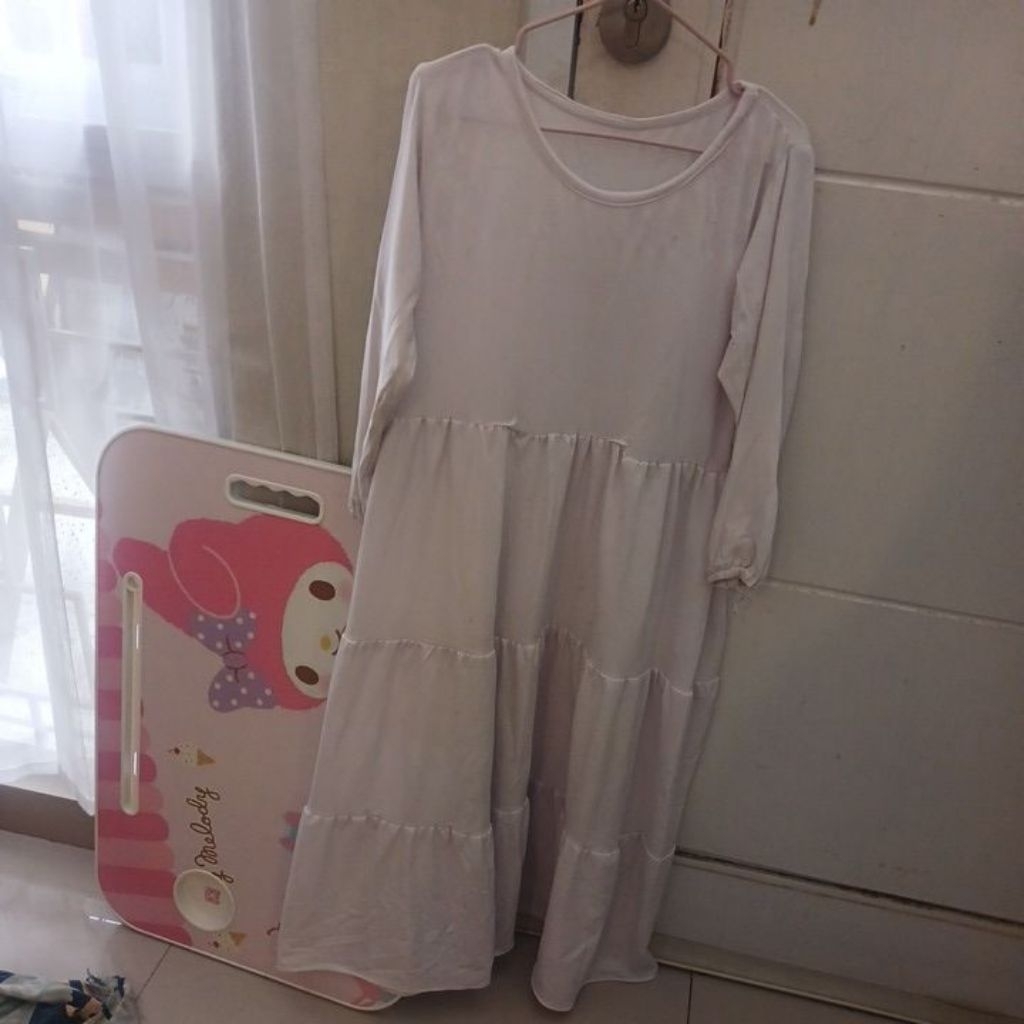 dress putih anak usi 4 sd 7 tahun baju muslim anak