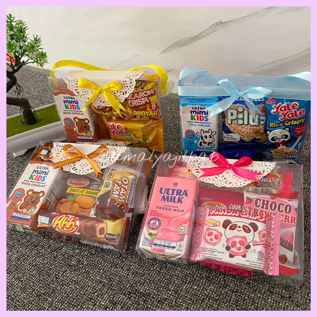 Mini Gift Snack Hampers Jajanan Anak Lebaran Ulang tahun Khitanan kemas mika cantik