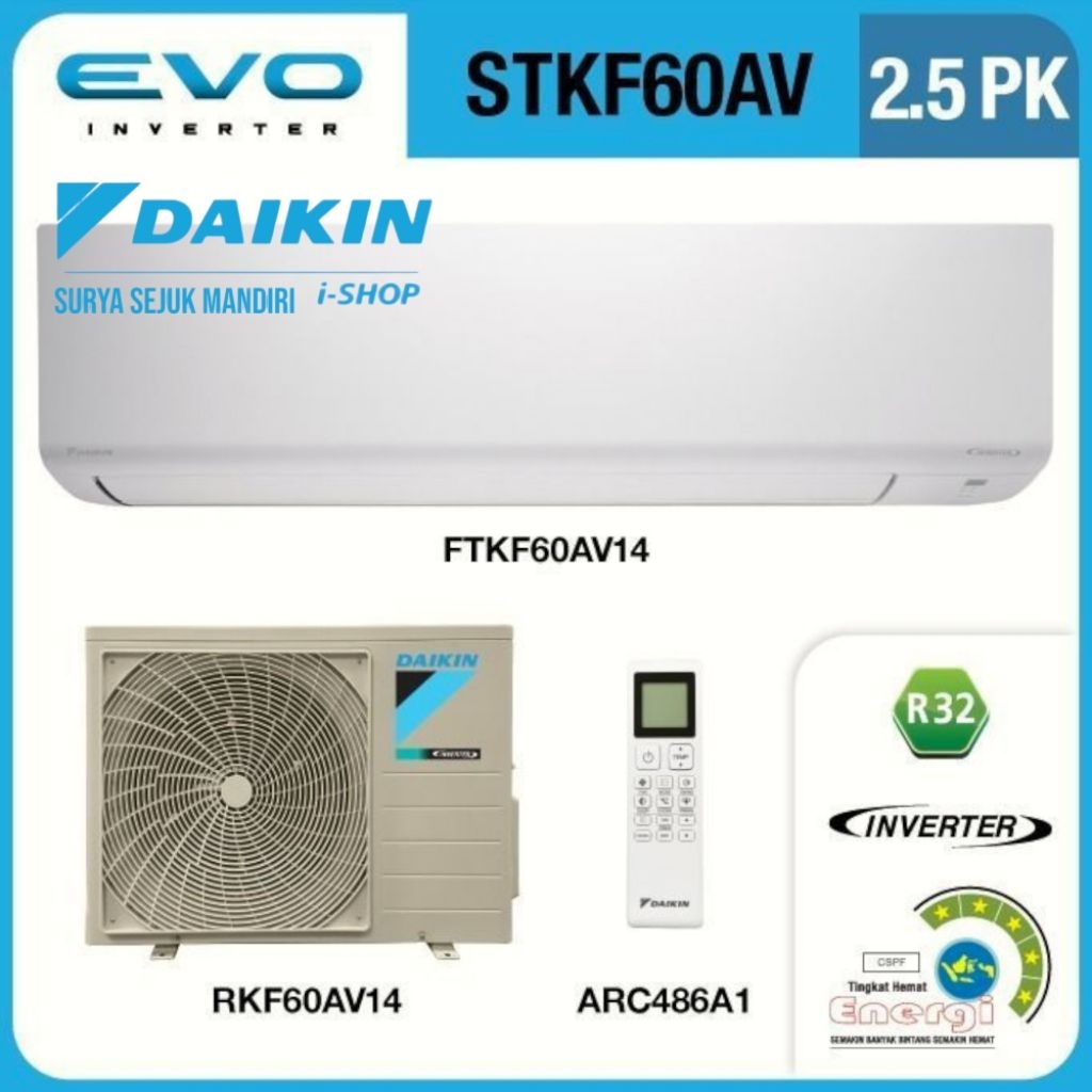Ac Daikin Evo Inverter 2.5 Pk FTKF60AV Ac Daikin Malaysia Inverter 2.5 Pk Include Pemasanvan