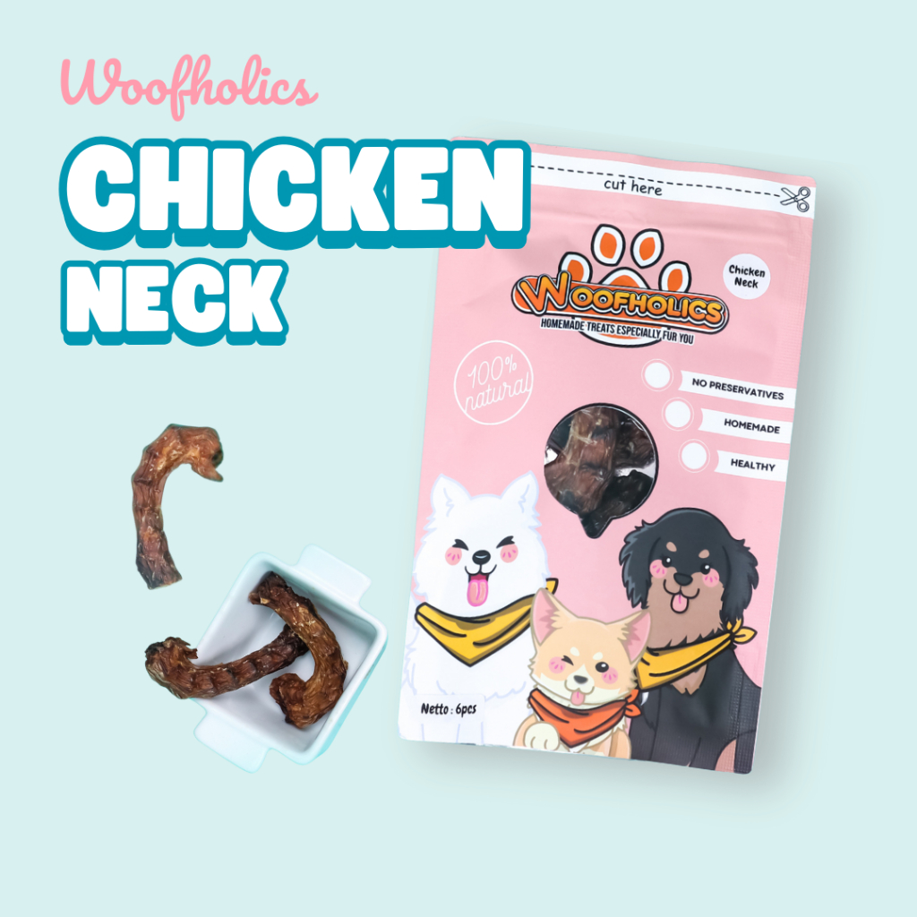 Woofholics Chicken Neck/ Leher Ayam / Dog Snack / Dog Chew Treats / Cemilan Anjing