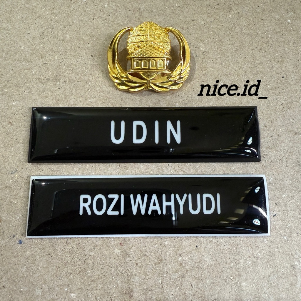 Papan Nama Dada Grafir Lapisan Coating Resin + Pin Korpri Lencana Korpri