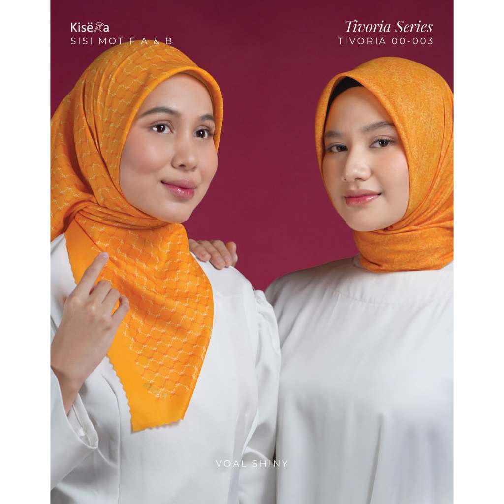 TIVORIA 003 - 25 M | Kerudung Hijab 4 Warna 1 Motif Artificial Texture, Jilbab Praktis Cantik | Voal