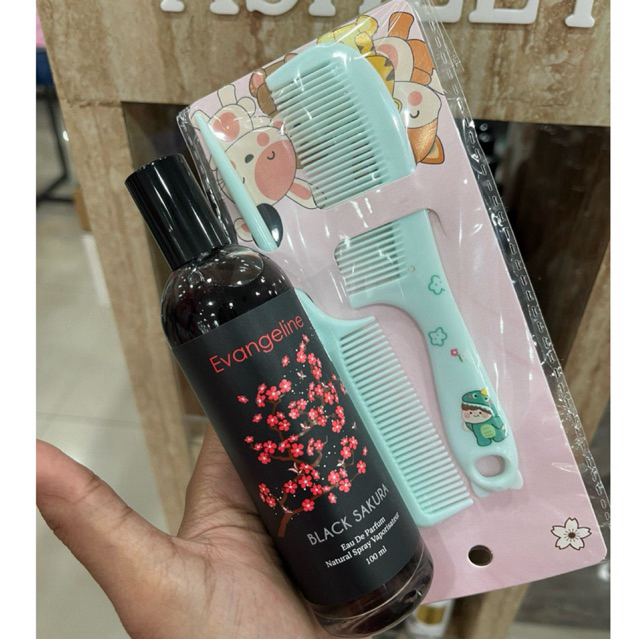 evangeline parfum black sakura 100ml free sisir rambut lucu
