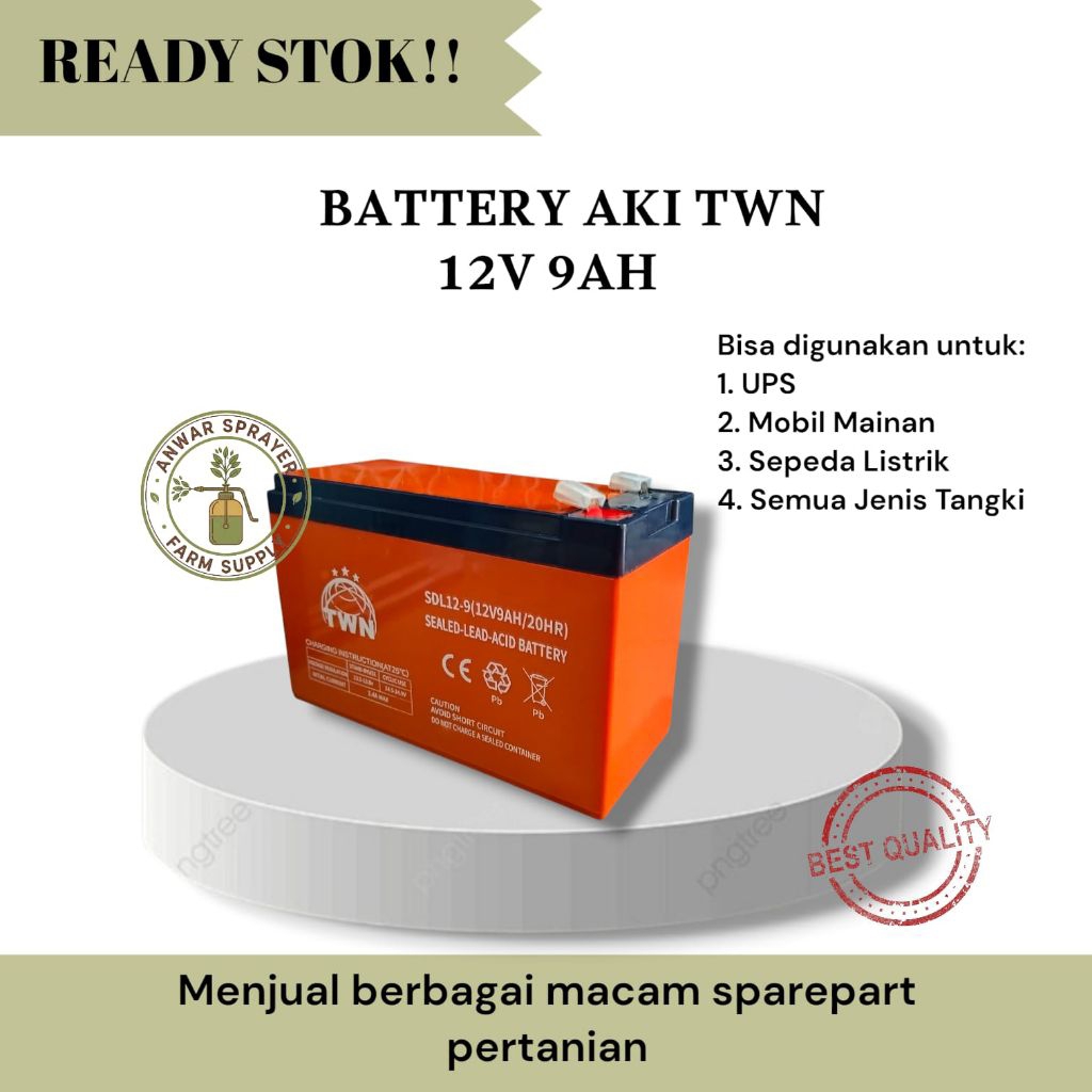 aki battery twn 9AH 12V original/ aki tangki elektrik / aki mobil mainan/ aki sepeda listrik