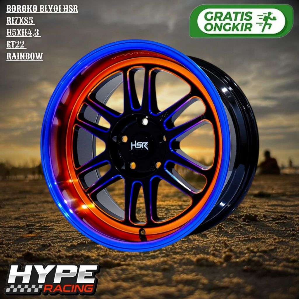 Velg Mobil Racing R17 buat JUKE , STREAM , OUTLANDER , INNOVA - HSR BLY01 R17 Rainbow