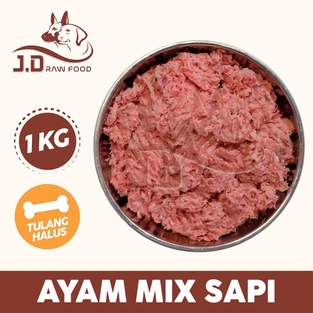 Ayam mix Sapi Raw food giling makanan anjing (dogfood chicken+beef) 1kg | JD Raw Food