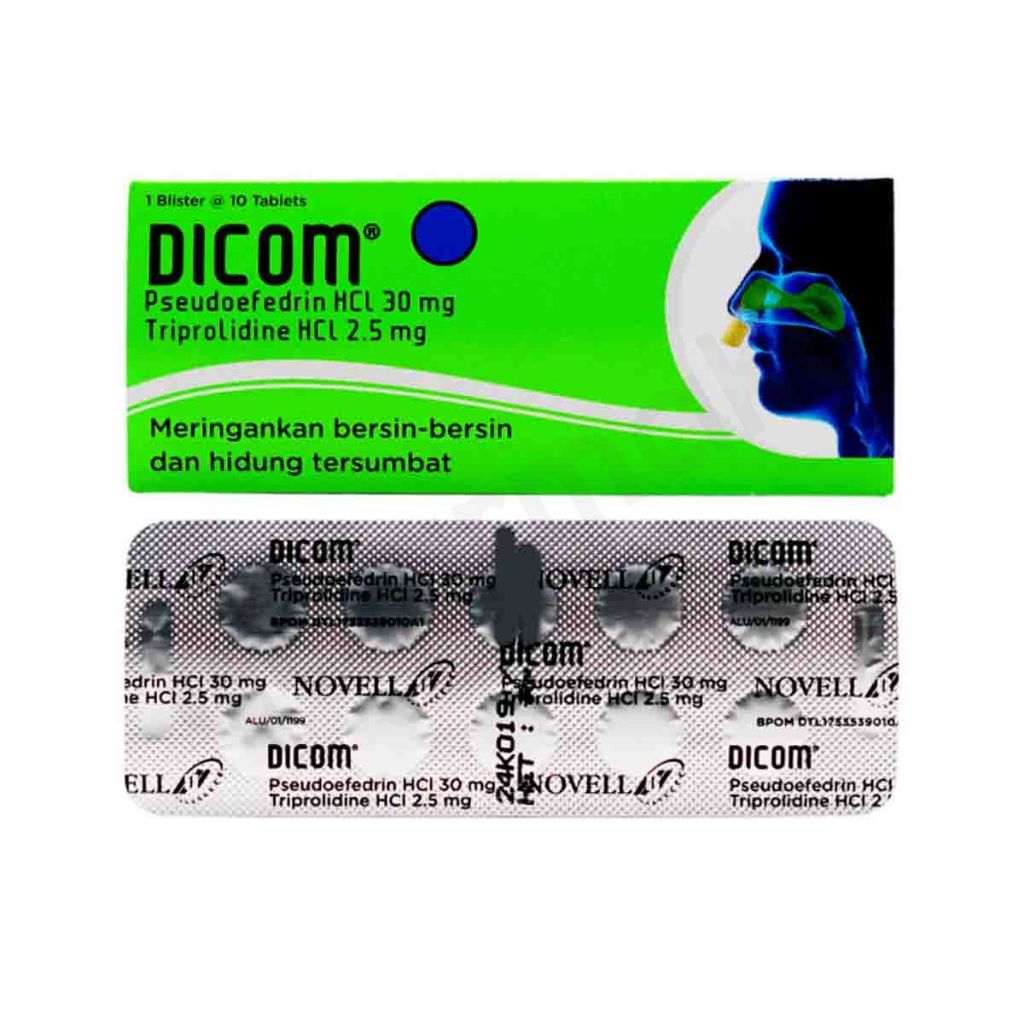 DICOM Tablet 30/2.5mg Meredakan Hidung Tersumbat Alergi Flu Sinusitis Pseudoephedrine Triprolidine
