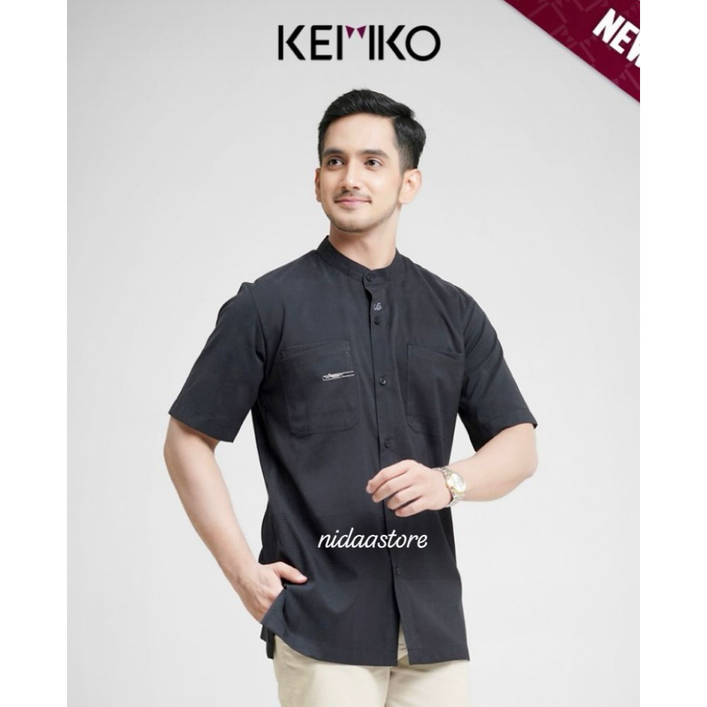 Rabbani - baju koko lengan pendek KEMKO HIROSHI HITAM PDK