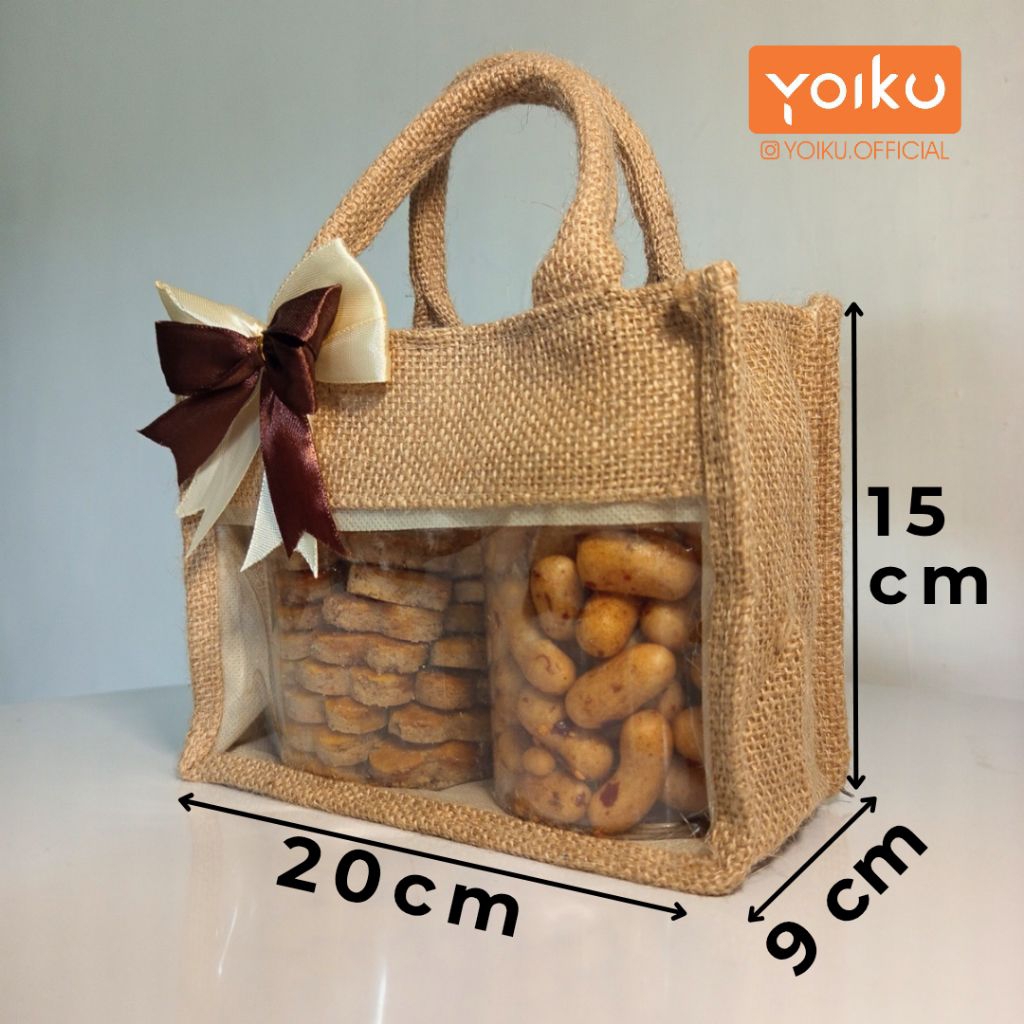 [GROSIR] YOIKU Tas Mika Goni 20x9x15 Tas Hampers Goni Bening Tas Hampers Lebaran Premium