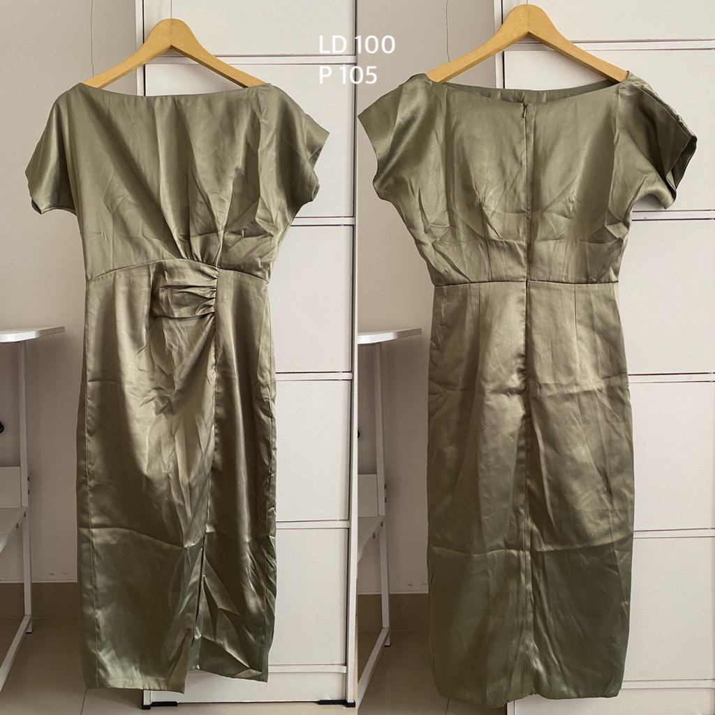 Midi dress kondangan baju silk acara formal pernikahan preloved