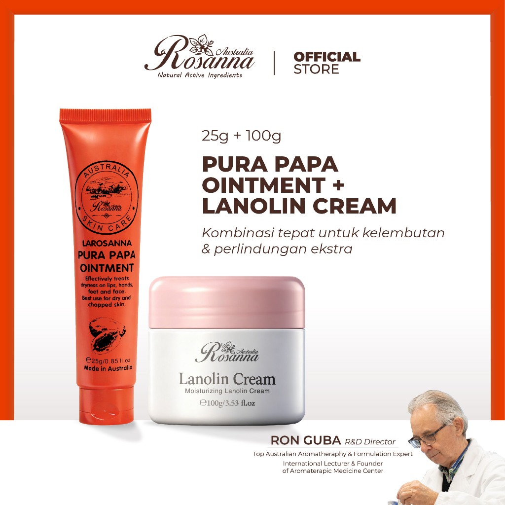 LAROSANNA Australia Bundle Pura Papa Ointment (Papaw) & Lanolin Moisturizing Cream (2 pcs)