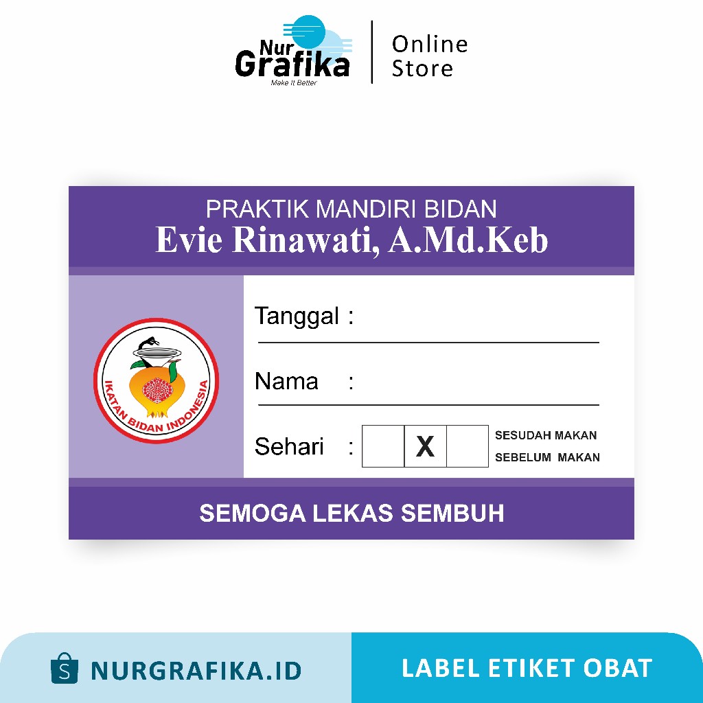 ( Isi 45Pcs ) Label Etiket Obat Sirup Bidan