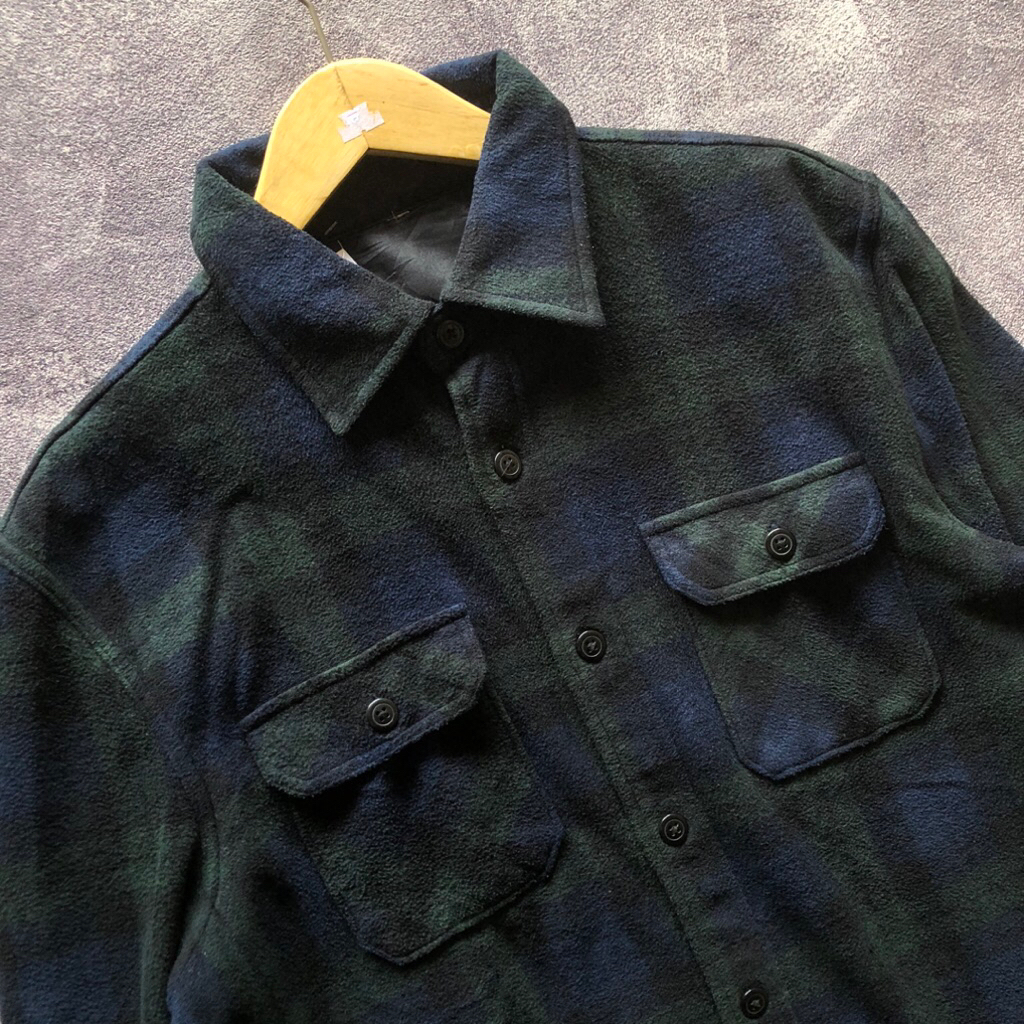 Outer Flannel Wool UN*QQ*L*O* Scnnd Size L,Flanel Wol hijau biru gelap flanel veterano flanel hangat