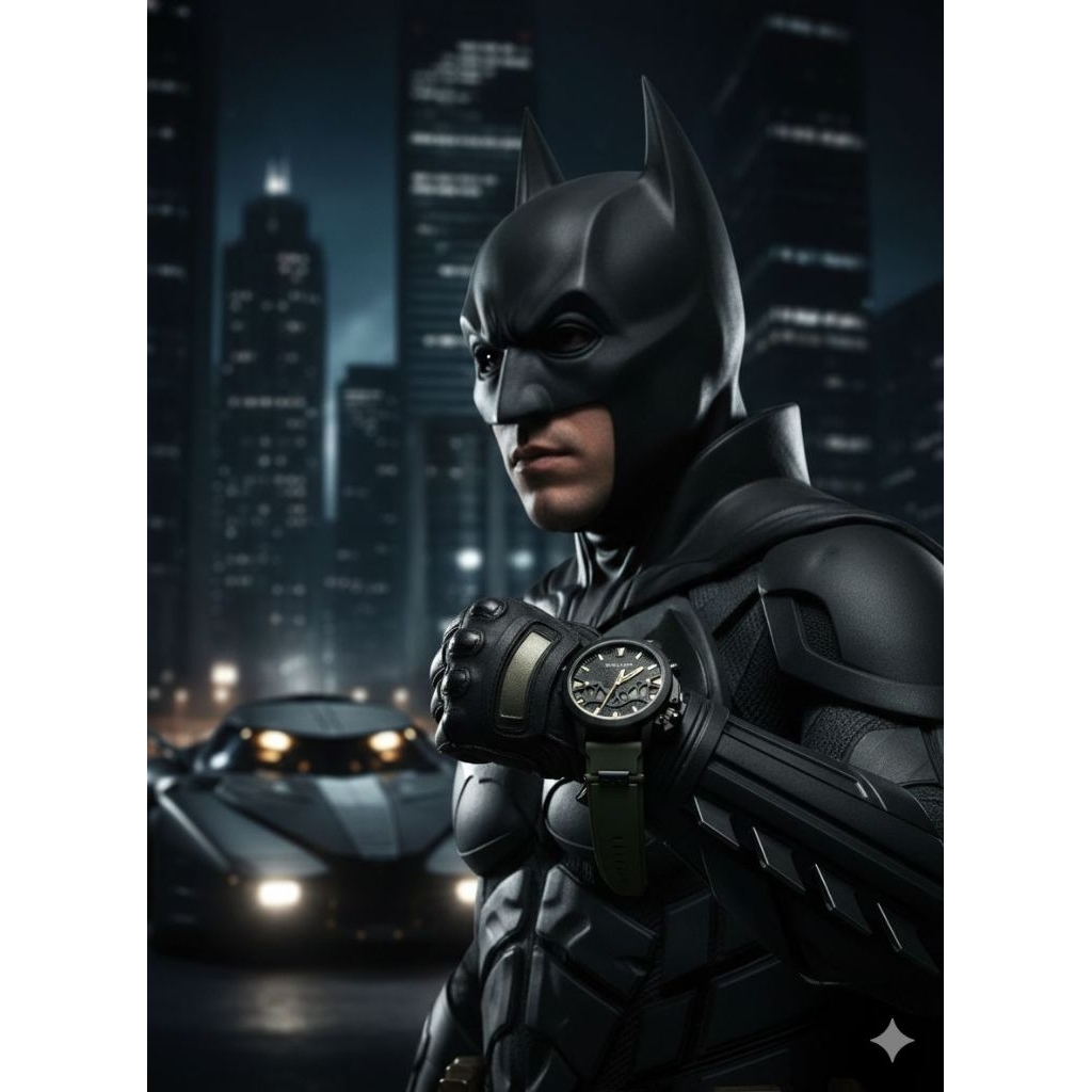 Jam Tangan Pria Special Edition Police Batman Rubber Strap Fullset Hijau