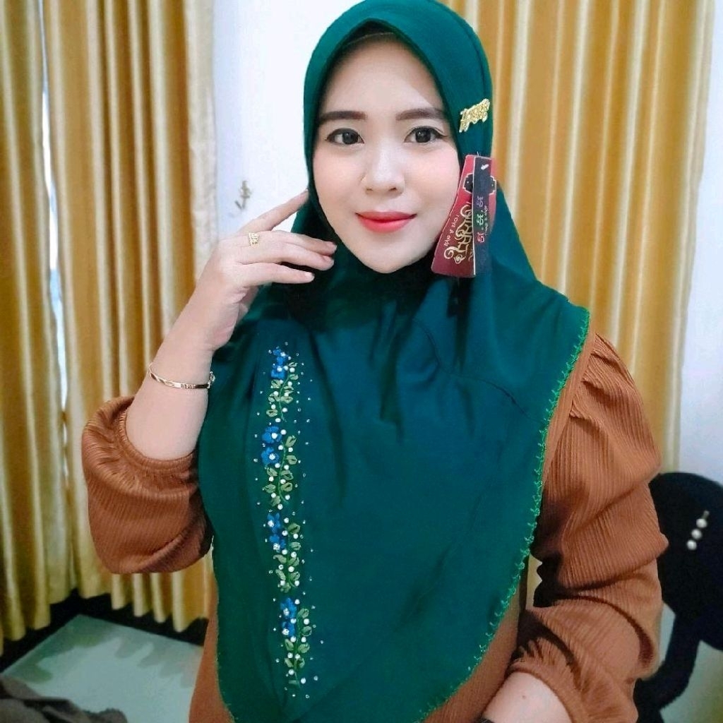 hijab fo mutia empat layer sulam cantik mewah