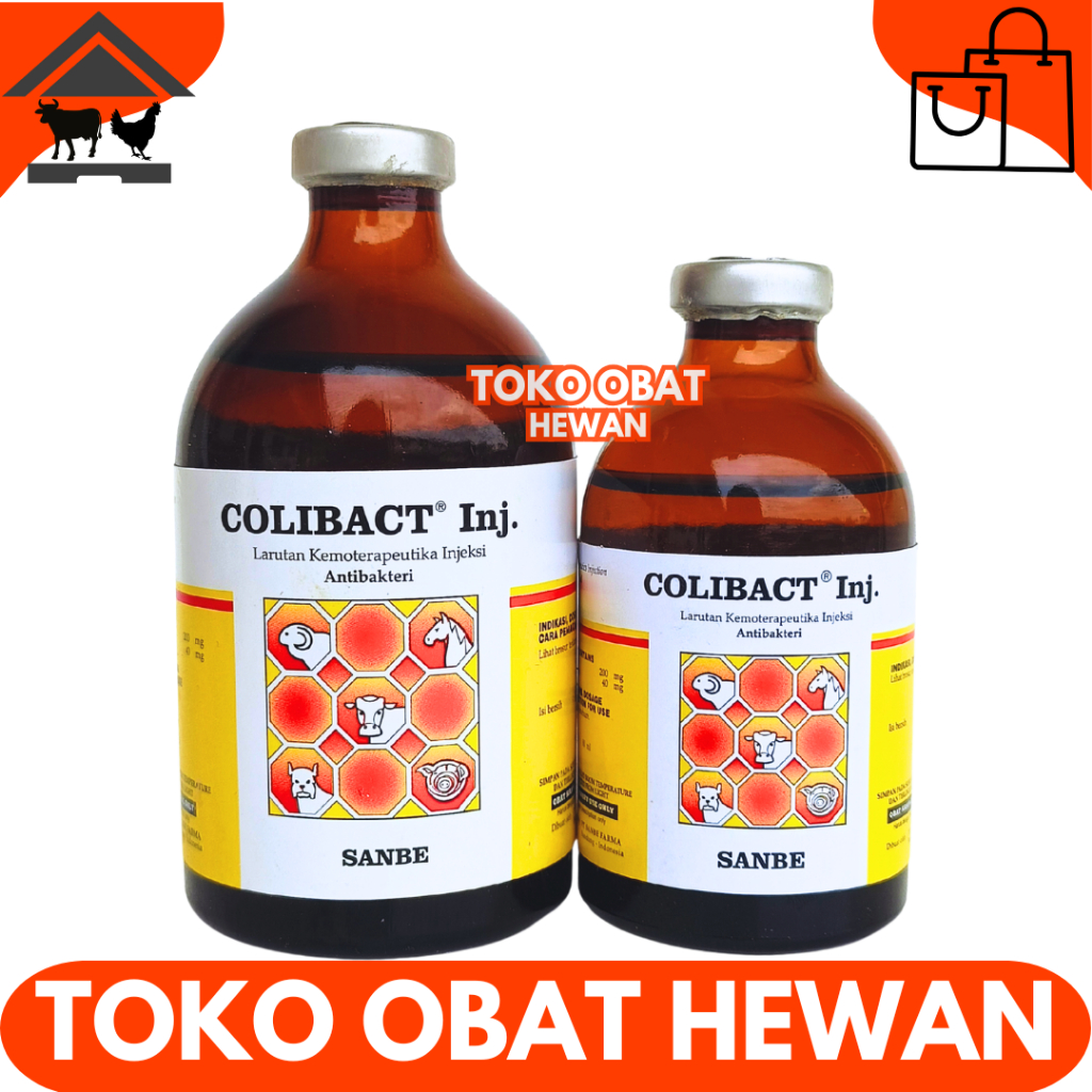 COLIBACT INJ 50ML COLIBACT INJ 100ML SANBE - Obat Hewan Antibakteri Pencernaan Ternak Sapi Kambing
