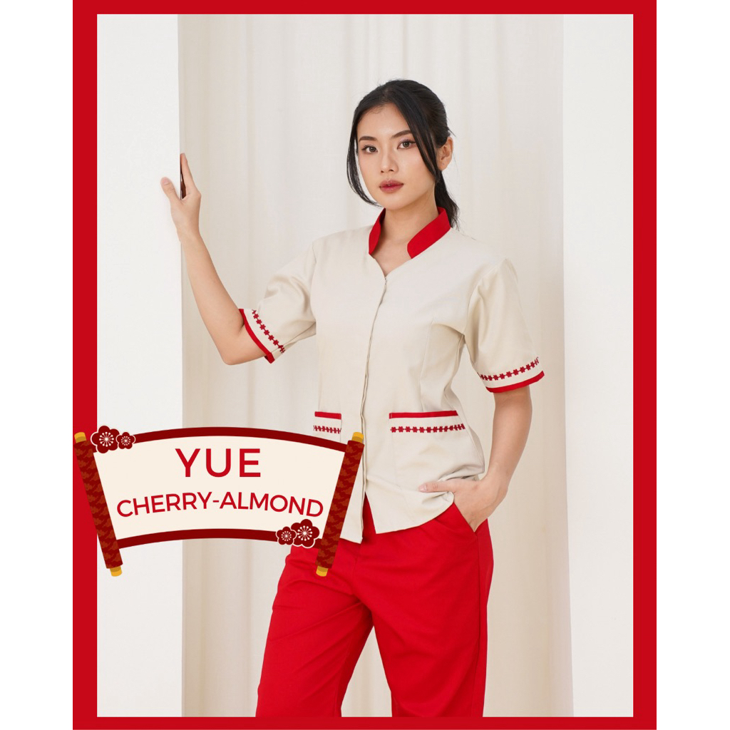 YUE Cherry-Almond Seragam imlek/ nanny uniform/ seragam terapis/ spa/salon