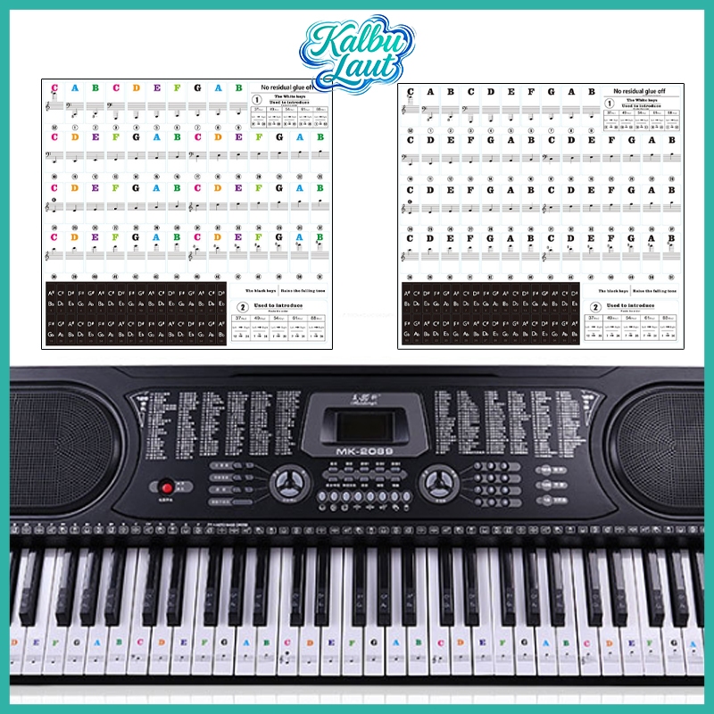 Label Tuts Piano Universal 37/49/54/61/88 Keys Stiker Not Angka Not Balok Transparan Latihan Piano