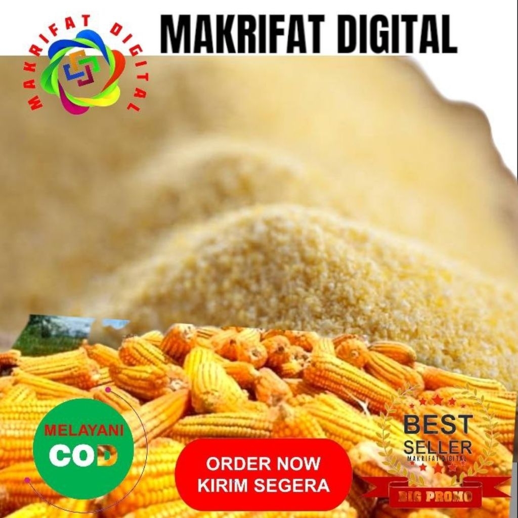 MAKRIFAT DIGITAL Paket 3 Kg TEPUNG JAGUNG HALUS Pakan Ternak DOC DOD Karbohidrat Penggemuk Ternak Un
