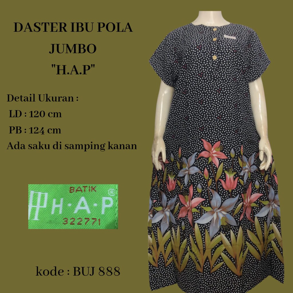 DASTER IBU POLA JUMBO BY BATIK HAP / DASTER HAP LD 120 / DASTER JUMBO BATIK HAP
