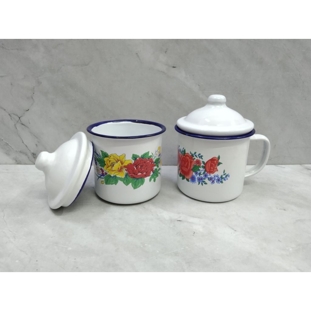 CANGKIR ENAMEL GSF 5308 + TUTUP / MUG ENAMEL TUTUP - GSF