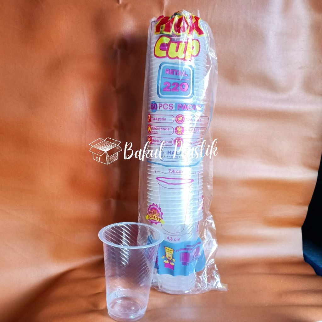 Gelas Bening/Gelas Aqua 220ml/Cup Plastik Bening 220ml