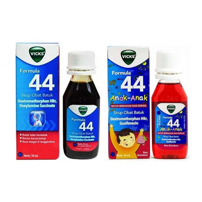 VICKS FORMULA 44 (ANAK DAN DEWASA SIRUP SEMUA UKURAN) - MEREDAKAN BATUK PILEK ANAK DAN DEWASA