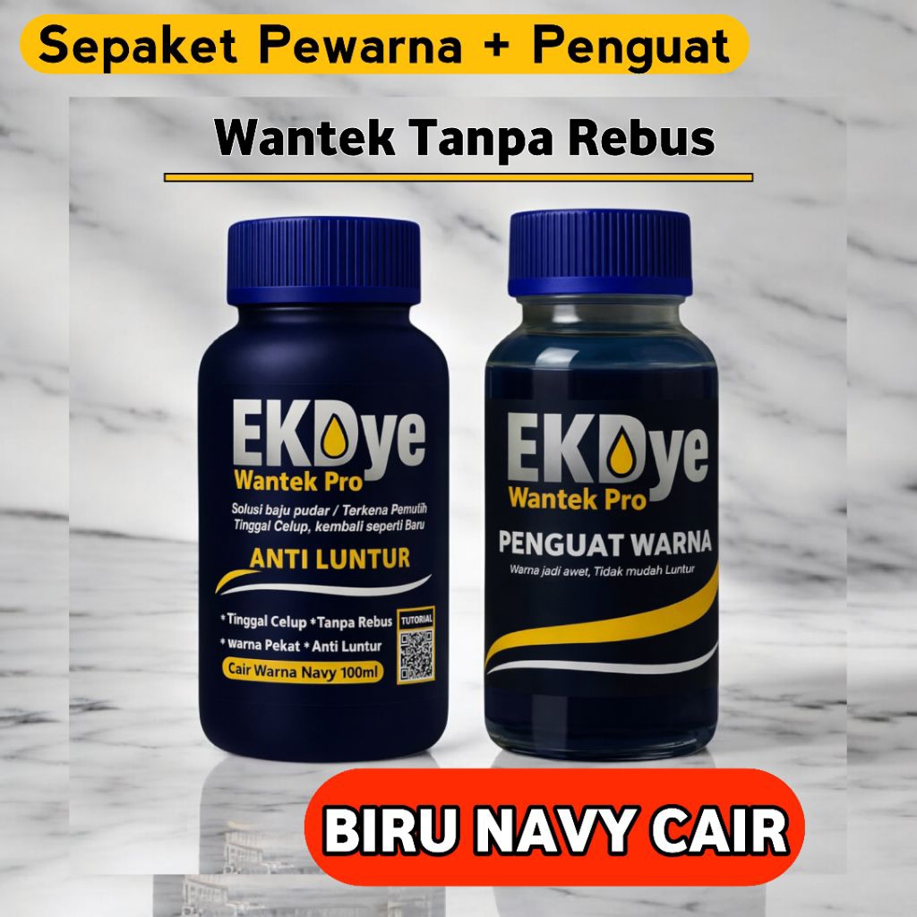 Pewarna Pakaian Permanen Tanpa Rebus -EKDye Biru Navy Cair