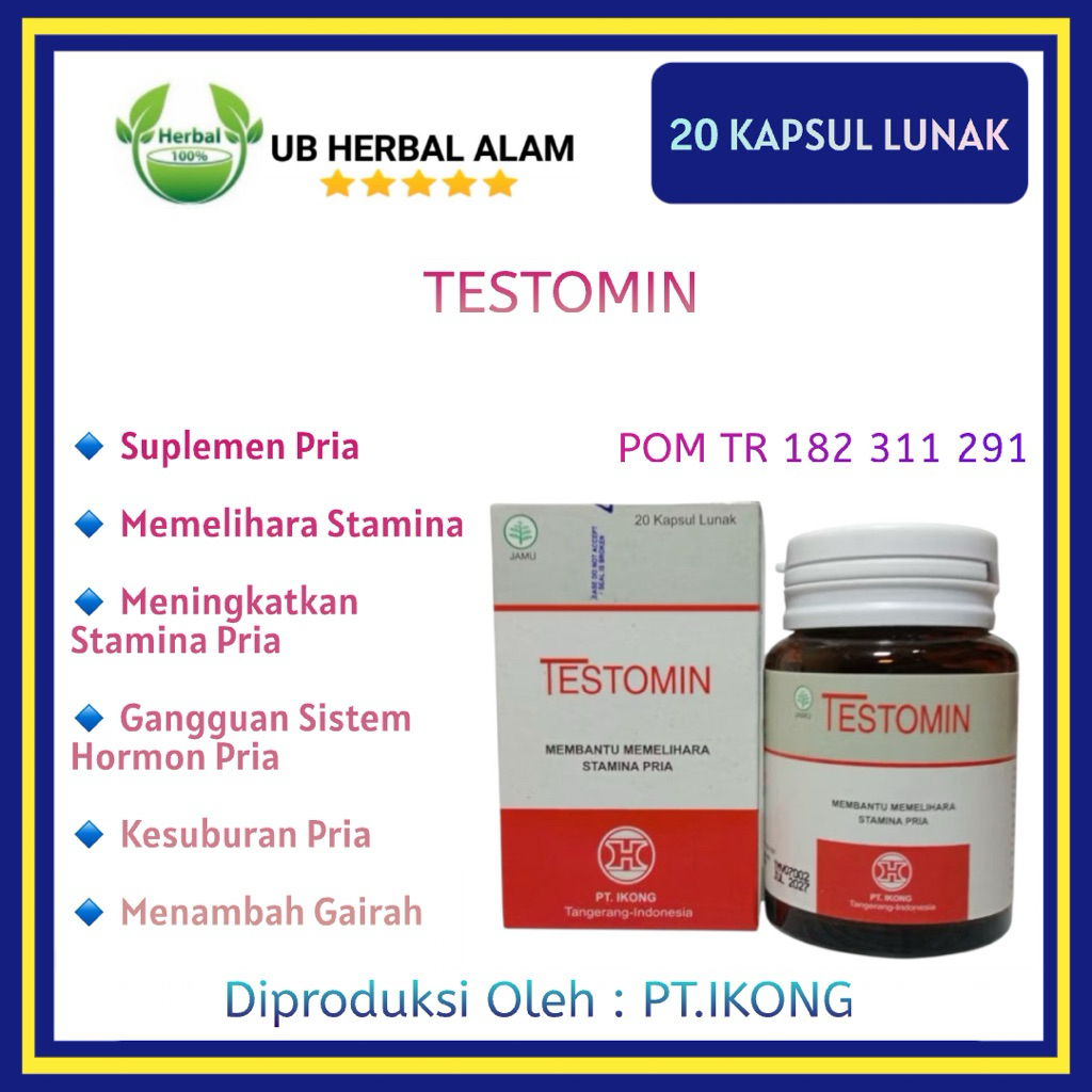 TESTOMIN H3 20 Kapsul Lunak / Suplemen Herbal Stamina Dan Kesuburan Pria