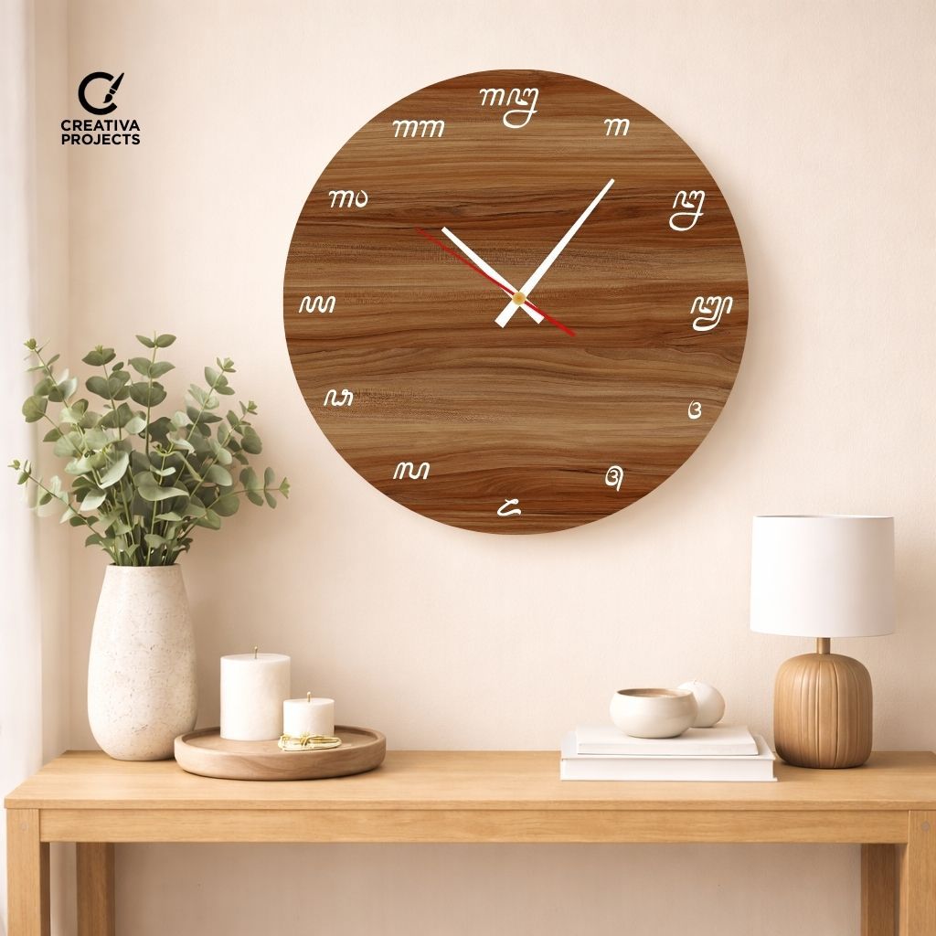 Creativa Projects Jam Dinding Aksara Jawa Jam Klasik Budaya Jawa Tradisional Wall Decor Elegan Premi
