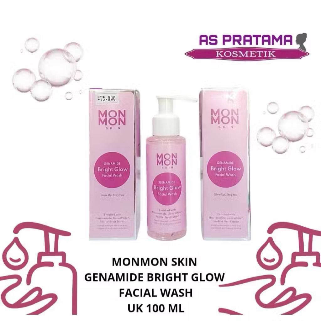 As Pratama Mon Mon Skin Genamide Bright Glow Facial Wash Glow Up, Stay You 100ML
