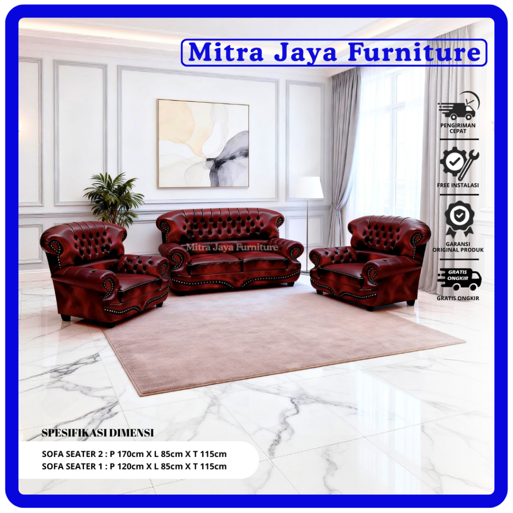 Sofa Jaguar Wosh 321 Maroon Bahan Anti Air /Mitra Jaya Furniture