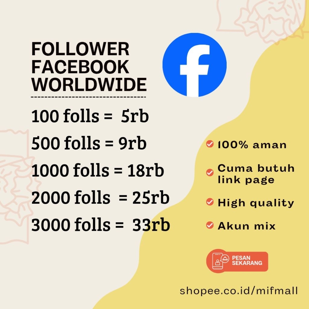 (FB) Follower Facebook Mix | High quality