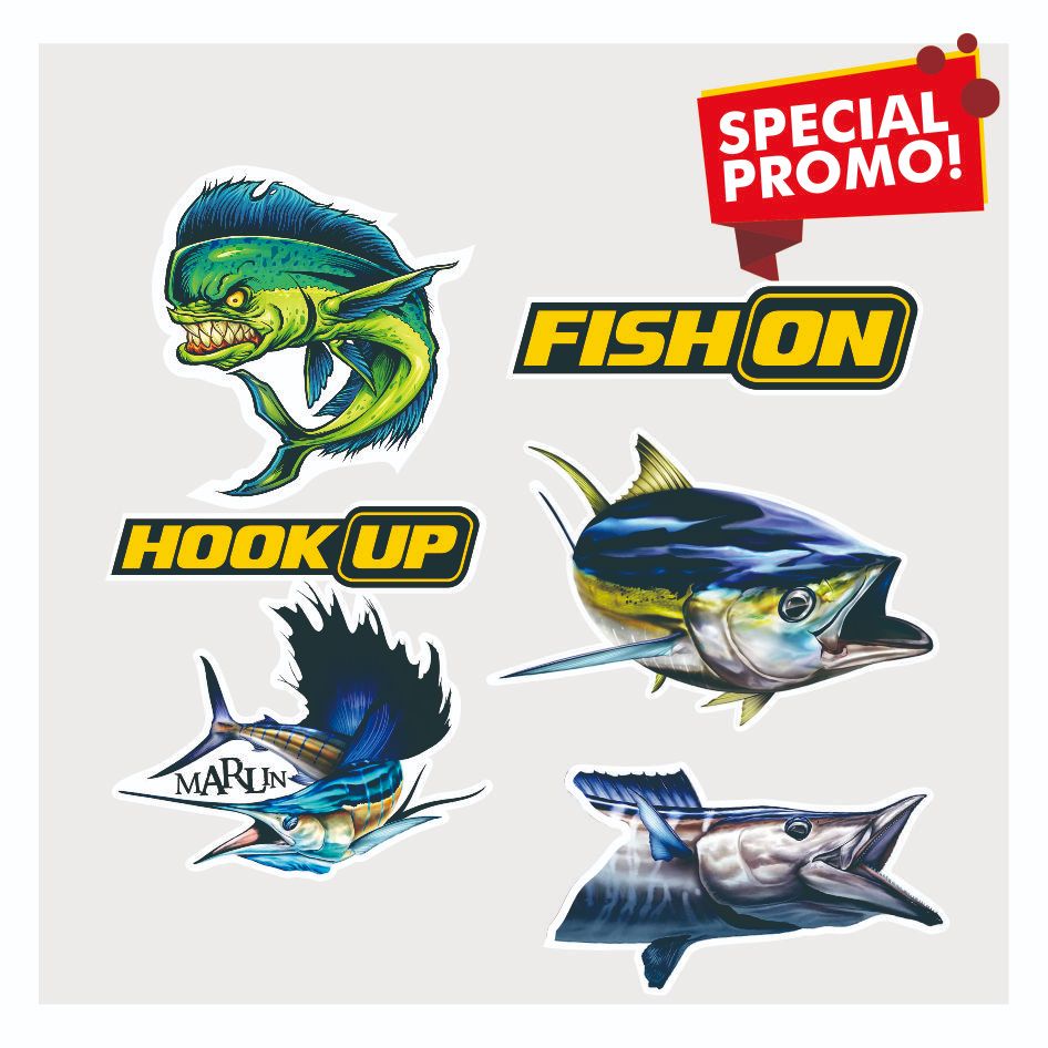 Sticker Pancing Brand Merk Lengkap | Stiker Mancing untuk Motor Tackle Box Lure Popper Metal Jig