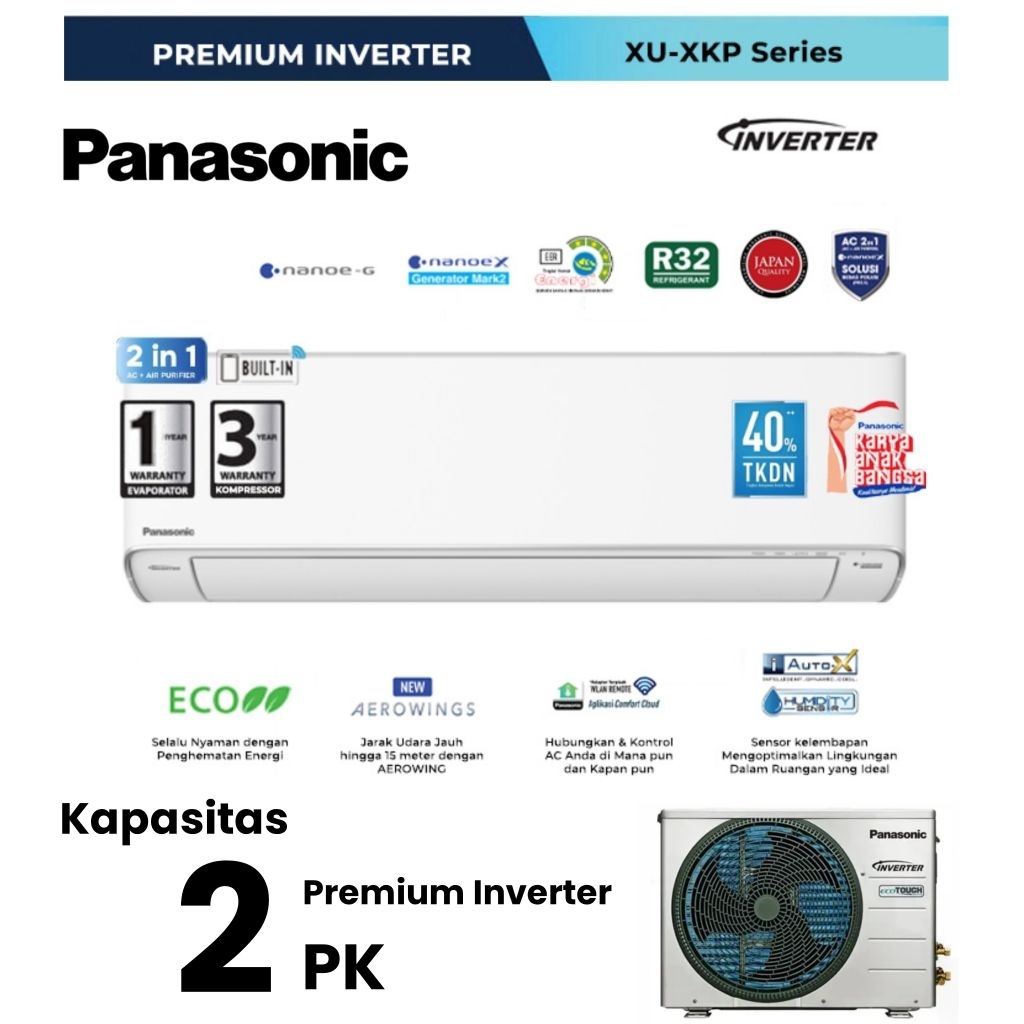 Limited Premium AC SPLIT Panasonic 2 PK PREMIUM INVERTER  Cs-XU18XKP / XU18XKP Premium Inverter Nano