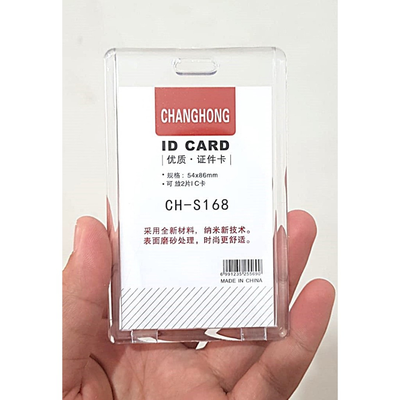 Tempat Kartu Id Card Akrilik 2 Sisi Bening Transparan Vertikal Horizontal ID Holder Name Tag Transpa