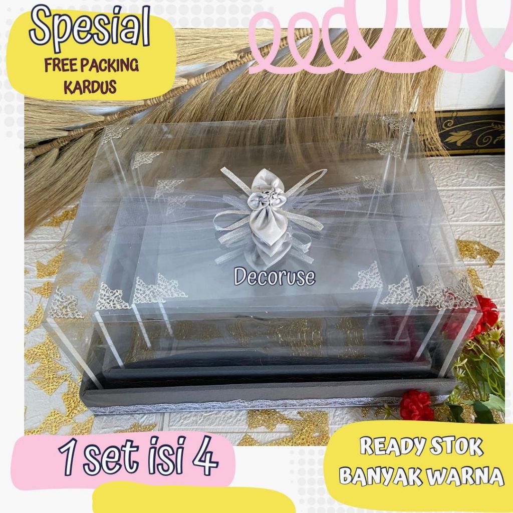 Kotak Seserahan Pernikahan 1 Set isi 4 Box Mika Lamaran Seserahan Mahar Kekinian