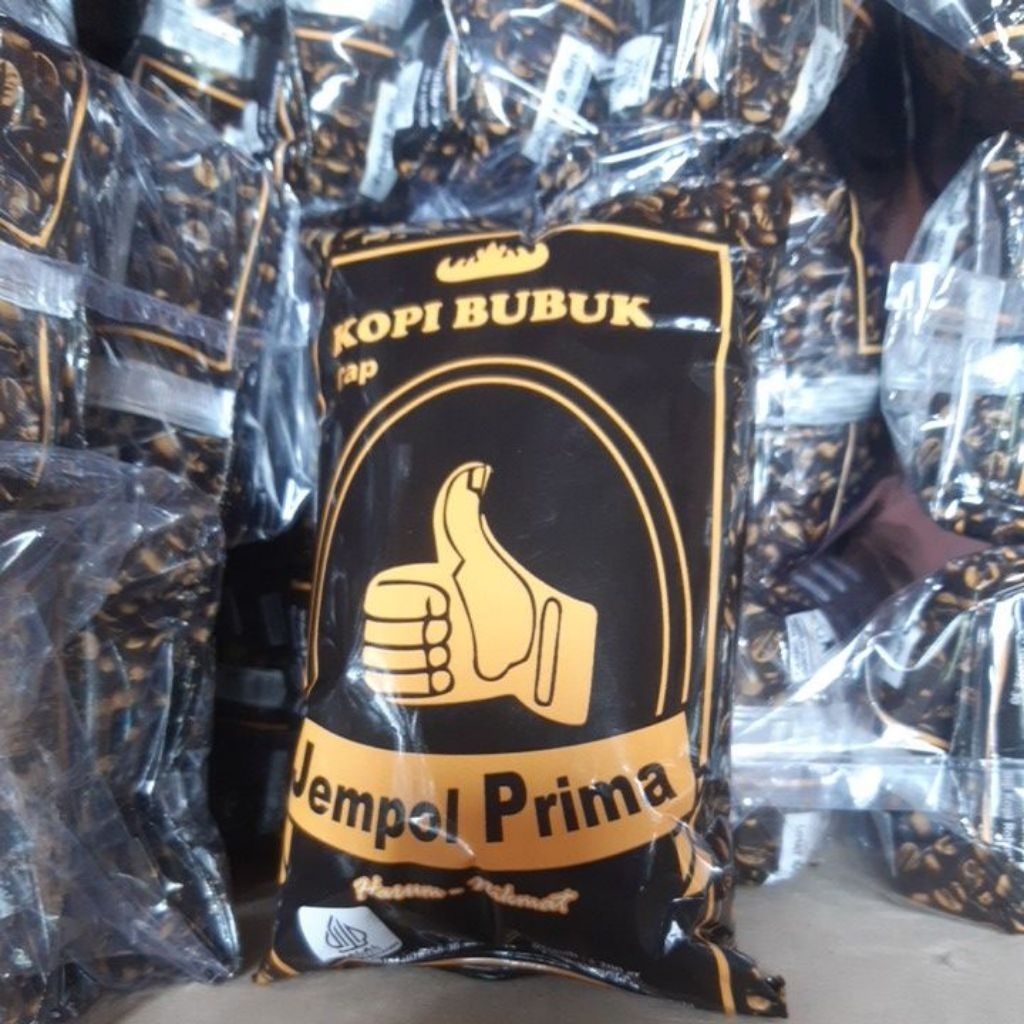 kopi bubuk robusta lampung cap jempol prima.