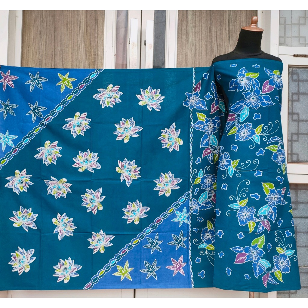 Batik Umiromlah 0210403 Bahan Kain Batik Full Cap Asli Canting Pengrajin Madura Pamekasan Tosca